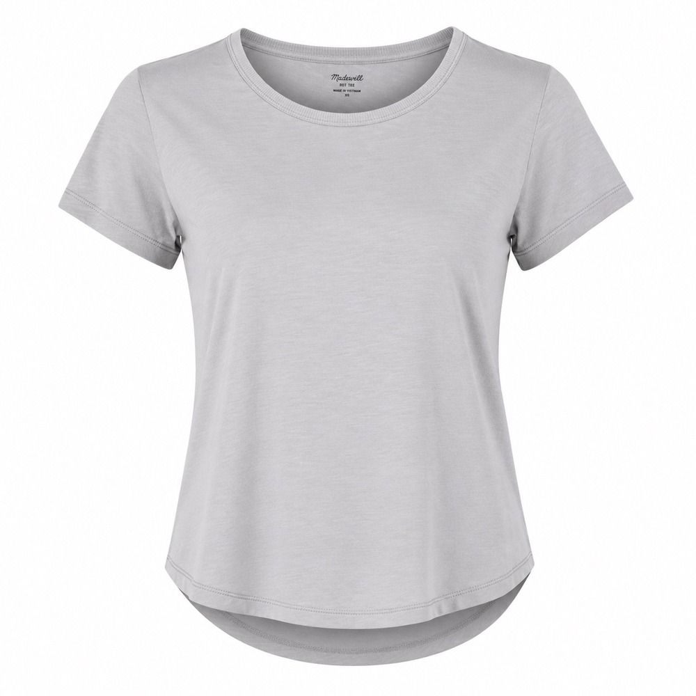Madewell Womens XS Cotton Grey Whisper Slub Crew Neck Relaxed Minimalist Tee